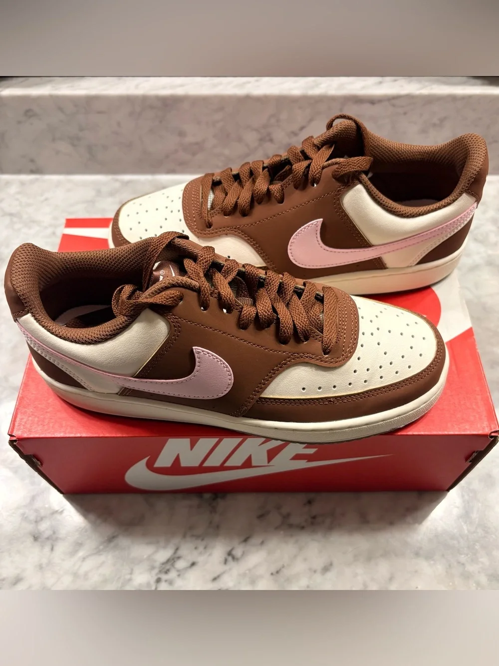 Nike Court Vision Low Neapolitan Brown Cream Pink Wonen’s Sneaker 6/6.5/9.5/10